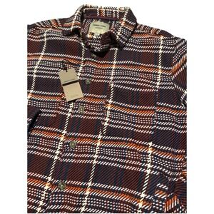 NWT‎ Amongst Others Shacket Men's Shirt Loose Knit Red Navy Long Sleeve Medium